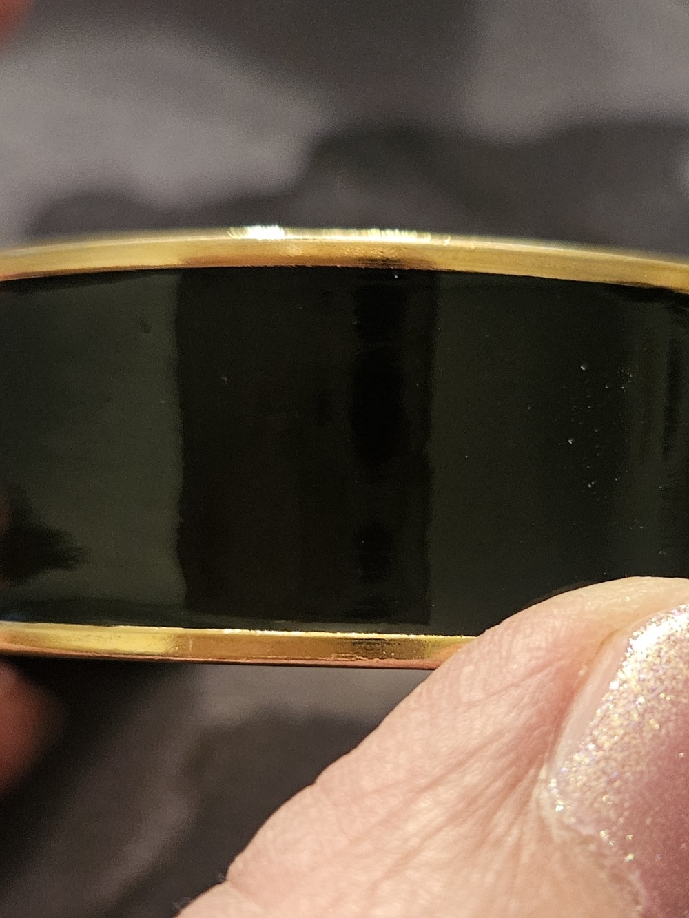 SIGNED MONET Chunky Black Enamel and Gold Tone Cuff Bracelet